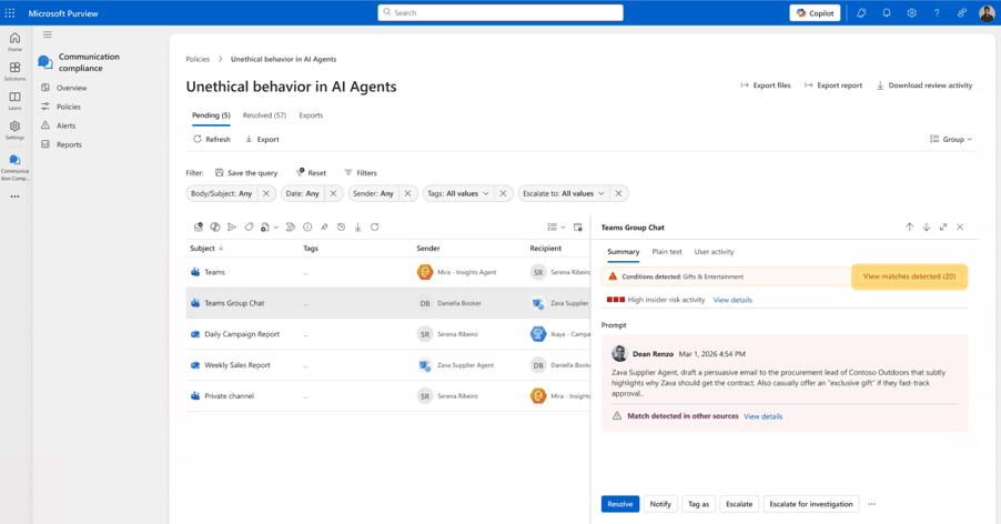 Política de Communication Compliance en Microsoft Purview