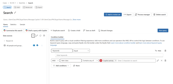 Consulta de eDiscovery en Microsoft Purview.