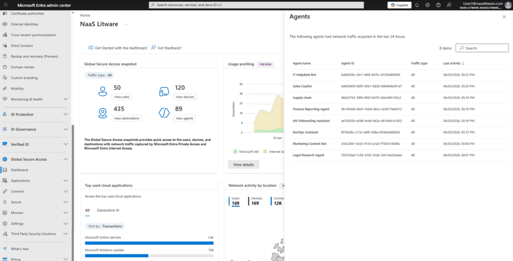 Tráfico de agentes en Global Secure Access dentro de Microsoft Entra.