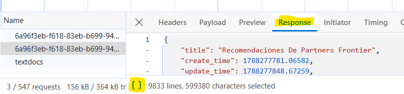 En RESPONSE tiene las búsquedas que ha hecho ChatGPT. Para que sea más sencillo copiarlas, haz click en los corchetes y se pasan a una sola línea.