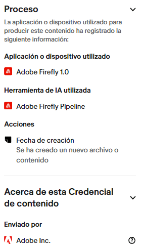 Inspección de los datos de Content Credentials