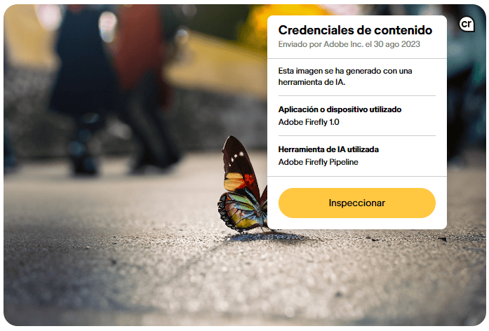 Cuando veas el icono Content Credentials, significa que se han adjuntado las Credenciales de contenido.