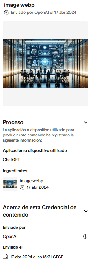 Verificación imagen con Content Credentials Verify