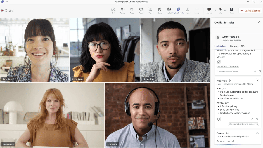 Copilot for Sales incluye Copilot for Microsoft 365
