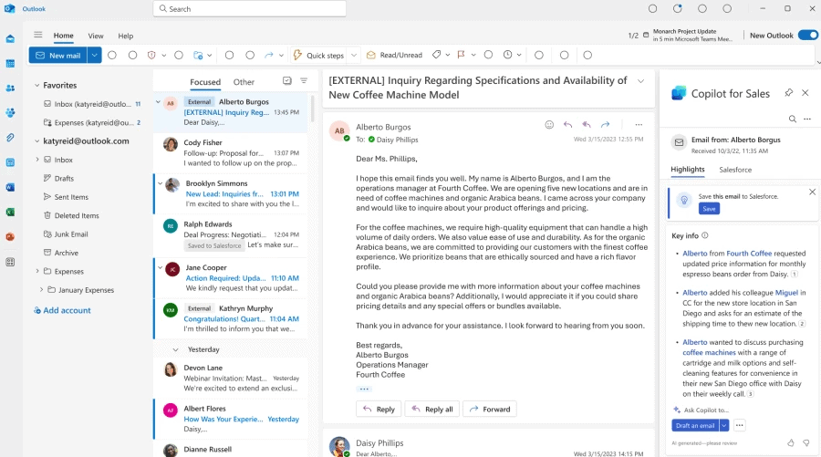Las licencias de Dynamics 365 Sales Professional y Dynamics 365 Sales Enterprise no incluyen Copilot for Sales. 