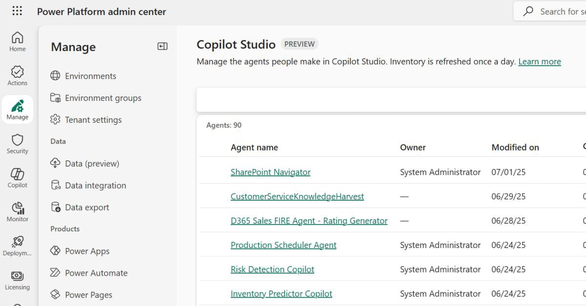 Ya tenemos un inventario de agentes de Copilot