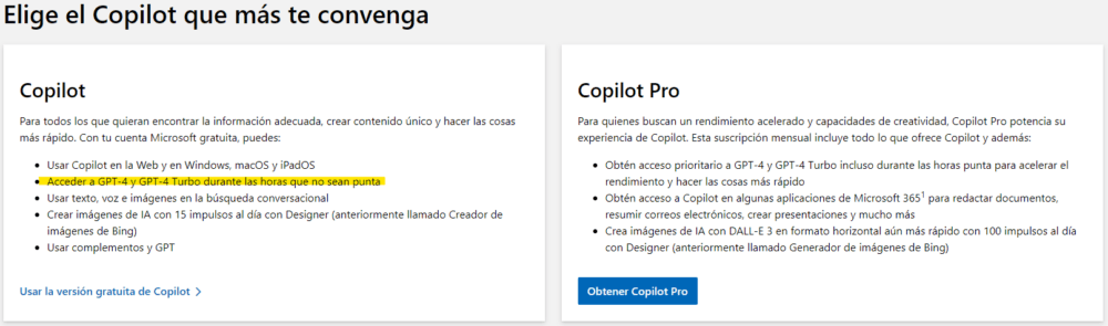 Elige el Copilot que más te convenga: Copilot o Copilot Pro
