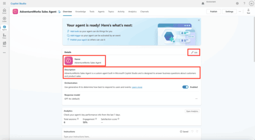 Fabric Data Agents + Microsoft Copilot Studio