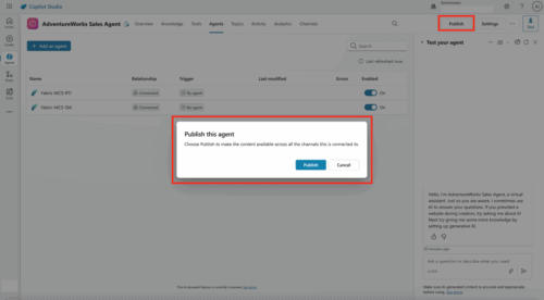 Fabric Data Agents + Microsoft Copilot Studio