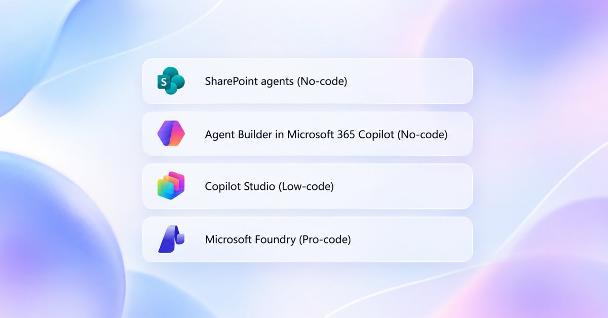 Cuatro formas de crear agentes en Microsoft