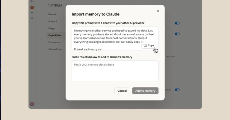 Claude ahora permite importar tu “memoria” desde ChatGPT