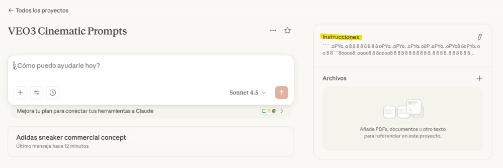 Proyecto en Claude con el Framework VEO3 Meta Framework