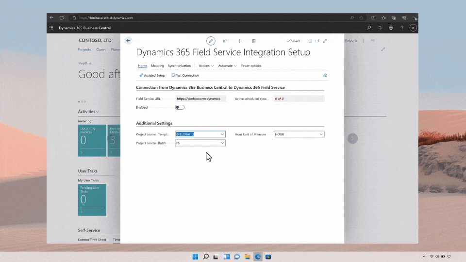 Además, para las PYMES, ya está disponible el flujo de datos financieros y de inventario entre Dynamics 365 Field Service y Microsoft Dynamics 365 Business Central.