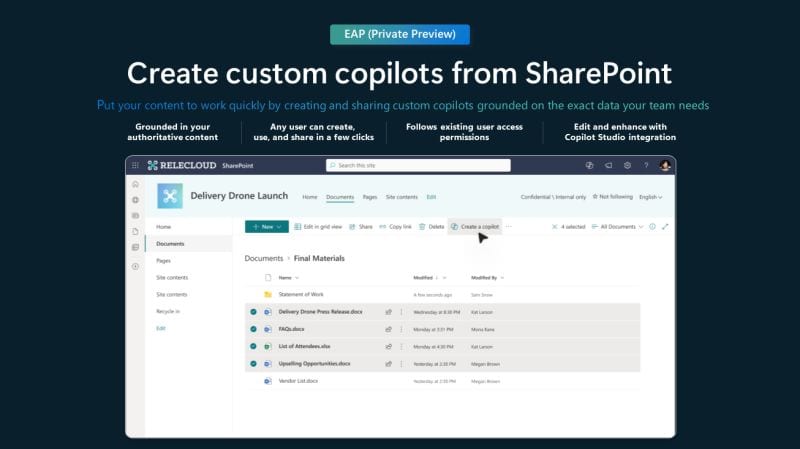 Crear copilotos con SharePoint