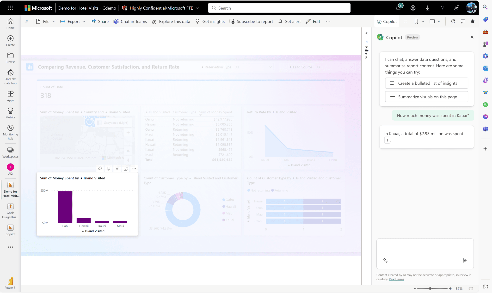 Resume, pregunta y analiza datos de Power BI con Copilot