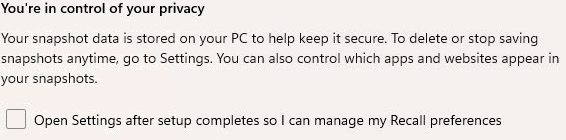open Settings after setup completes so I can manage my Recall preferences