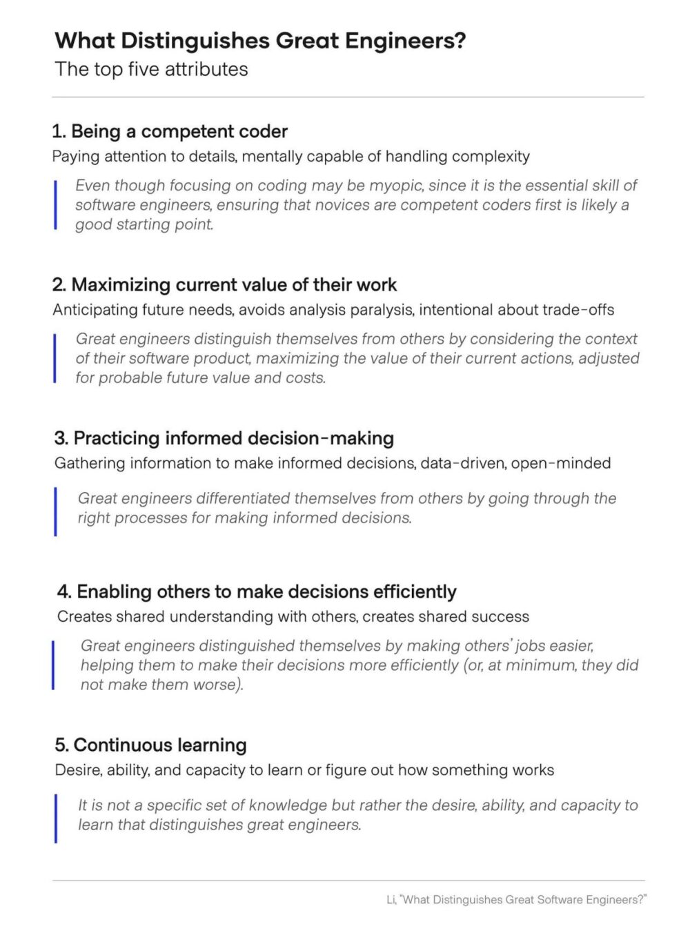 The 5 attributes that distinguish great software engineers.
